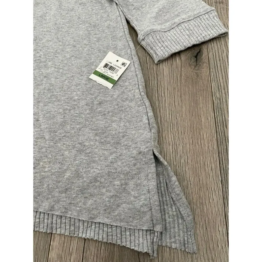 Style & Co Womens Lounge Lt Grey Heather BridgeHem Pullover Sweater Top LARGE